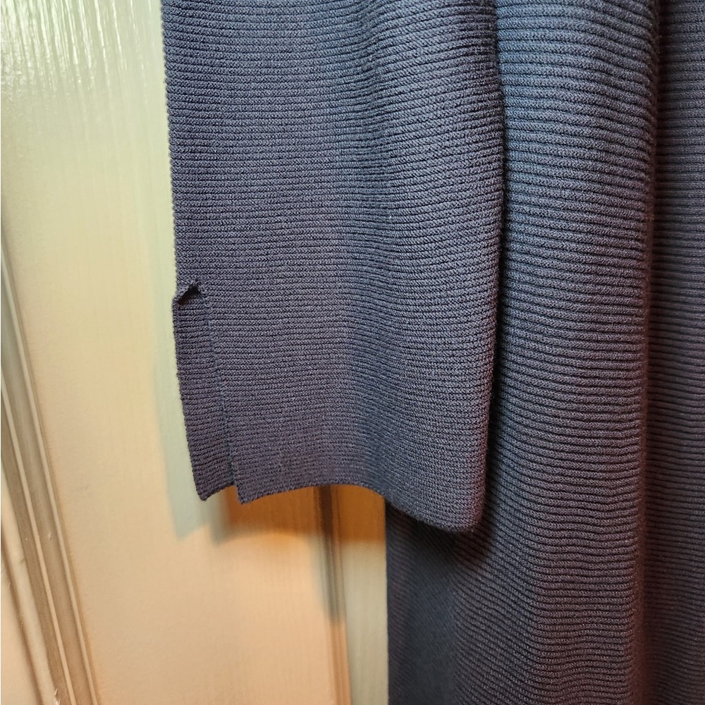 NWT Lafayette 148 Women’s Dark Blue Duster Cardigan Sweater Long All Seasons - Picture 2 of 8